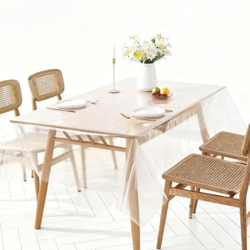 Xyvor Tischdecke Transparent Tischfolie 140 X 200 cm, Rechteckig Tischdecke | Durchsichtig Abwaschbar, PVC Tischschutzfolie Wasser- und öLabweisend, Zugeschnitten Werden Plastiktischdecke Transparent
