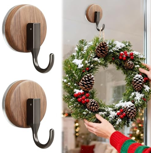 2 Stück Saugnapf Haken Für Kranz Weihnachten, Handtücher Saughaken, Wandhaken Türkranz Weihnachtskranz Haken Für Weihnachtsdeko, Handtuchhalter, Türkranz Aufhängung, Multifunktional Handtuchhaken (B)