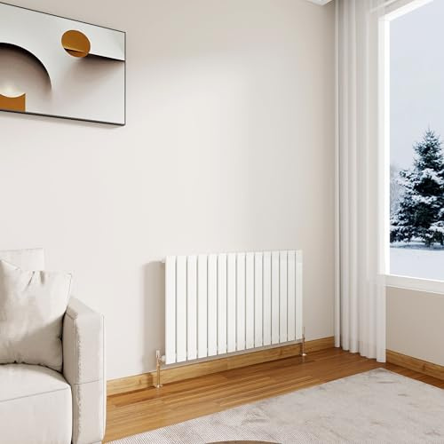Modern Horizontal Flat Panel Radiator,600x1020mm Gloss White Single Stylish Panel Central Heating Heater, Perfect Efficient Hall Radiator, Traditional Wall Mounted Rads, Design for Bedroom, Office