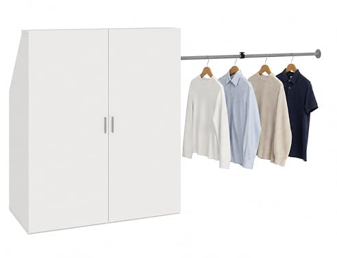 VCM Kleiderschrank für Dachschräge mit Kleiderstange & Stauraum Schrank für Schlafzimmer Dachboden - Dacho L