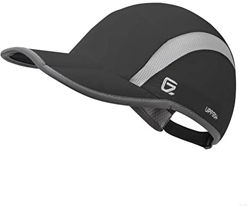 GADIEMKENSD Quick Dry Sports Hat Lightweight Breathable Soft Outdoor Run Cap (Folding Series, Black)