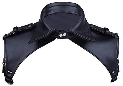 CHICTRY Männer Herren Body Leder Harness Harnis Wetlook Kragen Abnehmbare Top Shirt Brustgeschirr Einstellbar Schwarz One Size