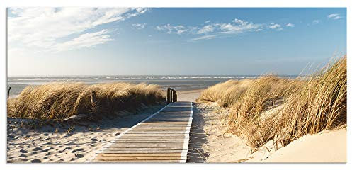 ARTland Spritzschutz Küchenrückwand aus Alu für Küche Herd Spüle 120x55 cm (BxH) mit Motiv Natur Strand Meer Nordsee Dünen Gräser Steg Maritim T5RM