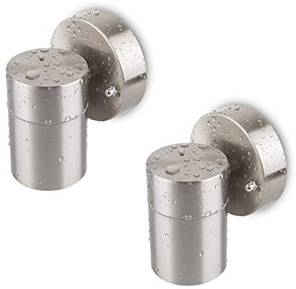 Modern Double Up Down Stainless Steel Wall Spot Light, Use GU10 (not Included), IP44 Waterproof, Pack of 2