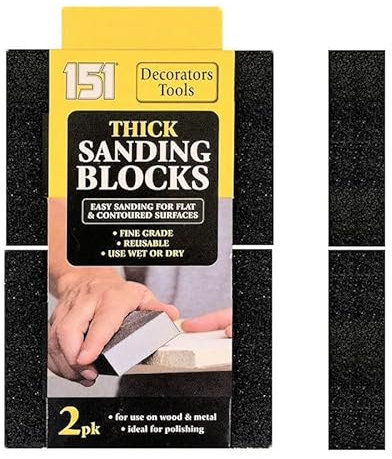 2 x Wet Dry Use Sanding Block for Metal Decorating Plaster Fine Sandpaper Grade