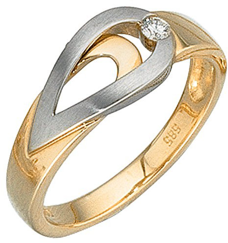 Jobo Damen-Ring aus 14 Karat 585 Gold Bicolor mit Diamant Größe 56