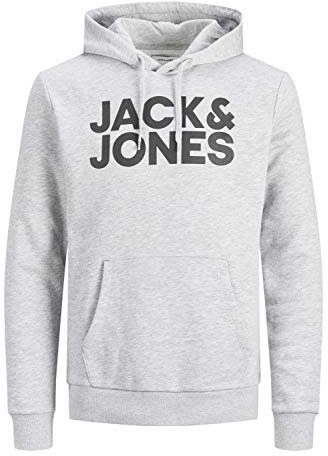 JACK & JONES Herren JCORETAIL Sweat Hood NOV LTN Kapuzenpullover, Grau , S