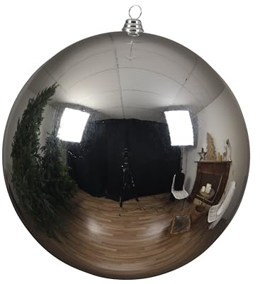 Decorist Kugel XXL, Silber glänzend, bruchfest - Weihnachtkugel, Christbaumkugel XXL, Kunststoff, Verschiedene Durchmesser - 140 mm