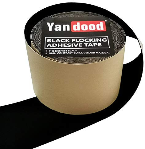 Yandood Black Flocking Adhesive Tape 4in x 35ft Projection Screen Felt Tape Border Ultra High Contrast Deep Black Felt Strips for Projector Screen Frame DIY