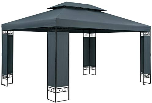 CASARIA Elda Anthracite Garden Gazebo 3x4m | Party Tent Marquee | Canopy Shelter Awning Outdoor Pavilion | Powder Coated Metal Frame | Furniture Terrace Deck Patio Hot Tub Pergola