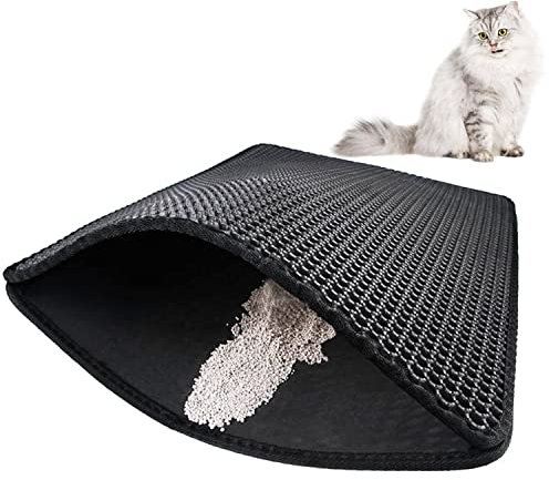 Intirilife Tapis de litière pour chats en 65 x 75 x 1.3 cm - Imperméable, facile à nettoyer - Tapis de litière pour chats