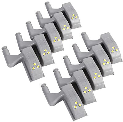 10 piezas LED bisagra sensor luz para armario, bisagra bombilla luz nocturna lámpara nocturna para armario cocina armario ropero armario (blanco frío)