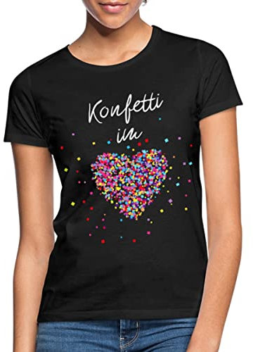 Spreadshirt Konfetti Im Herzen Karneval Frauen T-Shirt, L, Schwarz