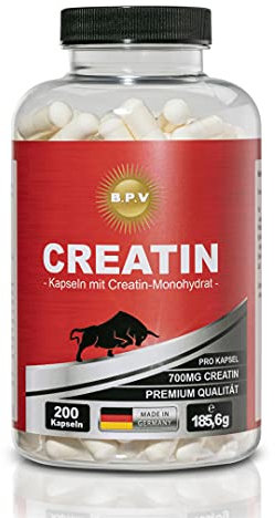 CREATIN MONOHYDRAT 200 Kapseln - Höchste Dosierung 4640 mg Tagesportion - 100% hochwertiges Creatinmonohydrat - Optimal bei kurzen intensiven Belastungen