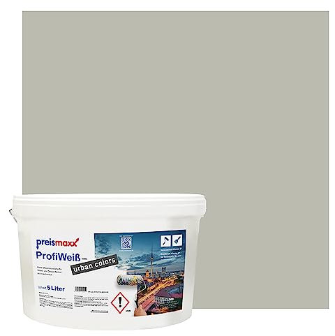 Preismaxx Profiweiß Wandfarbe grün 5L, hohe Deckkraft, Dispersionsfarbe innen, Innenwandfarbe Raumfarbe braungrün deckend, Deckkraftklasse 2, matt Innenfarbe Profi Qualität