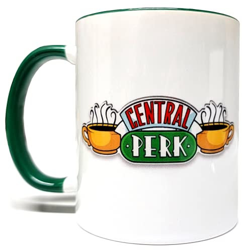 Mean Muggin Central Perk Friends Tasse, 325 ml, zweifarbige Keramikqualität, Geschenk-Schaumstoff-Verpackung, ideal für jedes Getränk, Kunstwerk auf beiden Seiten
