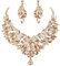 Clearine Braut Schmuck-Set Marquise-Kristall-Strass-Cluster-Statement-Halskette und baumelnden Ohrringe set für Damen Hochzeit Party Champagner-Gold-Ton