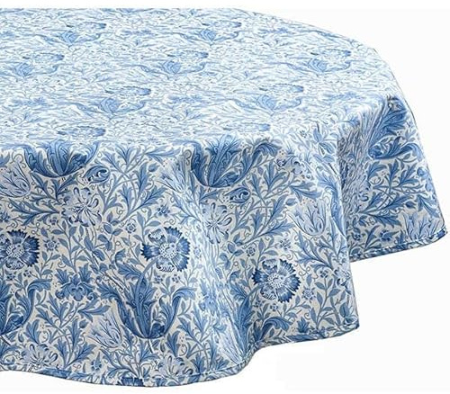 WILLIAM MORRIS Blue Compton 132cm Circular Acrylic/PVC Tablecloth