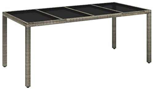 vidaXL Gartentisch mit Glasplatte Terrassentisch Tisch Esstisch Balkontisch Partytisch Gartenmöbel Garten Grau 190x90x75cm Poly Rattan