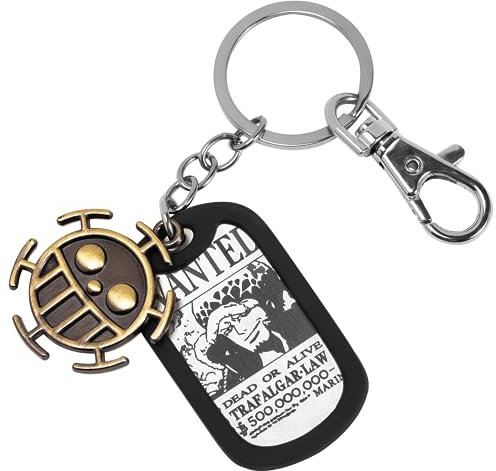 Weeb Keychains One Piece Keychain with Straw Hat & Metal Dog Tag - Durable, Lightweight Anime Gifts & One Piece Merch Featuring Monkey D Luffy, Zoro & Portgas D Ace - Stylish Key chain for Keys & Bags