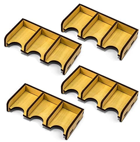Waldfelsen 4 Spielkartenhalter aus Holz mit 3 Fächern für Karten in Größe 44 x 68 mm geeignet für Die Siedler (passend für Rohstoffkarten und Handelswaren)