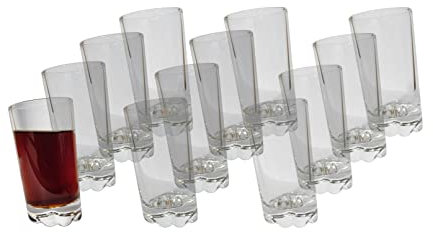 Provance 12 x Pisa Schnapsgläser Shotglas Stamper Schräge Gläser 50ml Tequila Schnaps Korn Grappa Vodka Likörglas Party Kurze Wellenboden Spülmaschinengeeignet