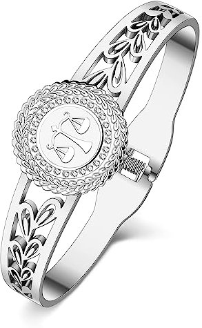 YAYAKO Stainless Steel 18k Gold Zodiac Bracelets Bangle Dainty Signs of the Zodiac Bracelet for Women Girls Bestie Gifts (Libra)