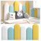 XILYZMO Bett Kopfteil Wandpolster, Wasserdicht Weich Wandaufkleber, Selbstklebend Wandtafeln, Wiederverwendbar Kinderzimmer Bett-Kopfteile Für Wanddekoration (Farbe : Gelb, Größe : 55x200cm)