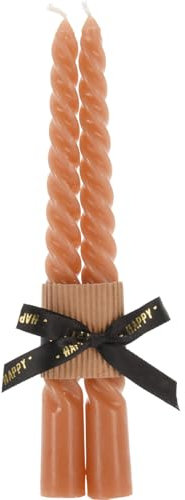 Home & Styling Kerzen Twisted, 2er-Set, 20 cm, Farbe:braun