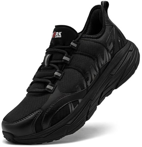 DYKHMILY Lightweight Safety Trainers Men Protective Steel Toe Cap Trainers Work Comfortable Safety Shoes Breathable Fashionable Work Footwear (Black, 11UK/46EU)