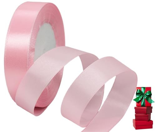 Thin Baby Pink Satin Ribbon 20mm for Gift Wrapping,22m Balloon Wrapping Ribbon Cake Ribbon Silk for Crafting,Christmas,Wedding,Hair Bows,Bouquets,Cake Decoration