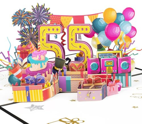 Magic Ants 55. Geburtstagskarte Pop Up Karte mit Umschlag für Frauen Männer Freundin Freunde Familie