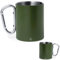 noTrash2003 2er Set Doppelwandiger Edelstahl Thermobecher Isolierbecher 300 mL aus Recycling Edelstahl mit Karabinerhaken Befestigung am Rucksack Camping Hiking Outdoor (Gruen)