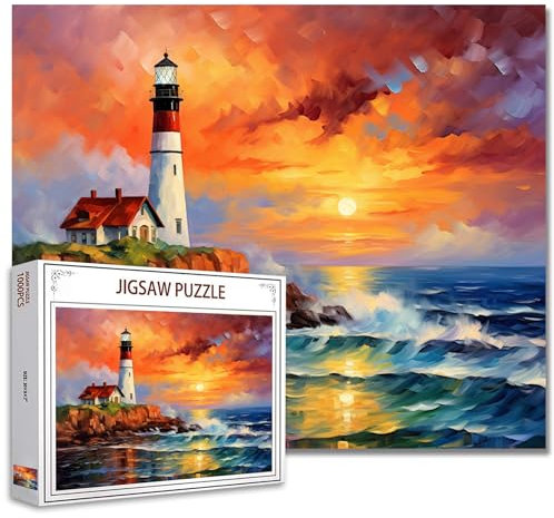 Tucocoo Leuchtturm Meereslandschaft Puzzle 1000 Teile für Erwachsene - Portland Scheinwerfer Landschaft für Familienaktivitätsspiele - Buntes Puzzle für Heimdekoration Geschenke 70 x 50 cm