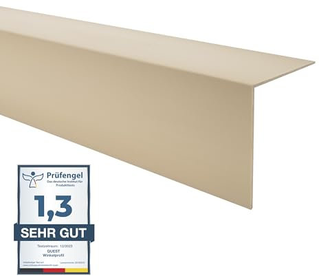 Quest PVC Kantenschutzwinkel - Ohne Klebeband - Kantenleiste und Eckenschutz - Eckleiste Winkelprofil - 50x50mm, 200cm, Beige