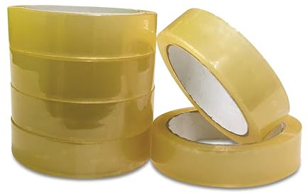 JeeJaan® Lot de 6 rouleaux de ruban adhésif transparent polyvalent pour emballage sécurisé - 24 mm x 66 m