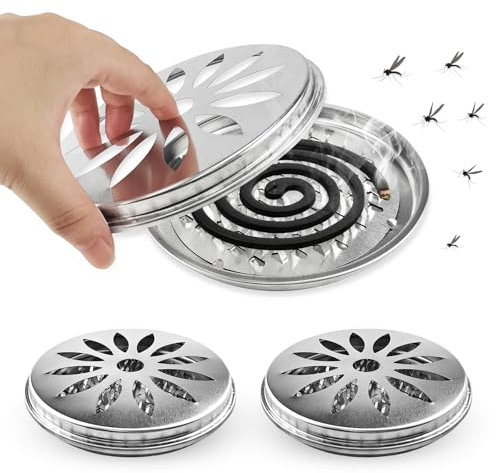 3 Pièces Support de Bobine Anti-Moustique, Porte Spirale Anti Moustique Exterieur, Acier Inoxydable Boîte à Spirales Anti-Moustiques, pour Maison, Jardin, Camping, Pêche