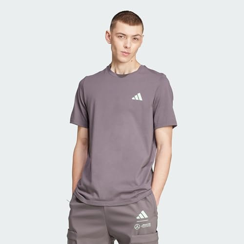 adidas Men's Mercedes - AMG Petronas Formula ONE Team Premium Woven Graphic TEE Men, Grey strata/Frozen Green, L
