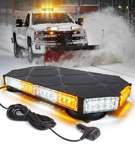 LUMENIX 56 LED Amber White Rooftop Beacon Strobe Light Bar for Trucks