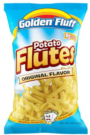 Golden Fluff Potato Straws Kosher Certified Low Fat Potatoe Flutes 2 x 113gr (Large, Original)
