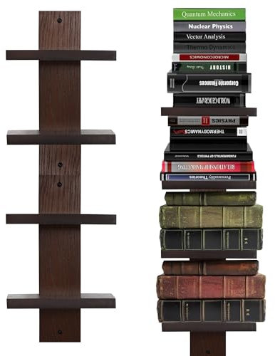 2-stufiges vertikales Wandregal, Säulen-Design, schwebende Regale, stapelbare dekorative Regale für Wohnkultur, Organizer und Aufbewahrung im Wohnzimmer und Schlafzimmer, belastbar, 2er-Set(Walnuss)