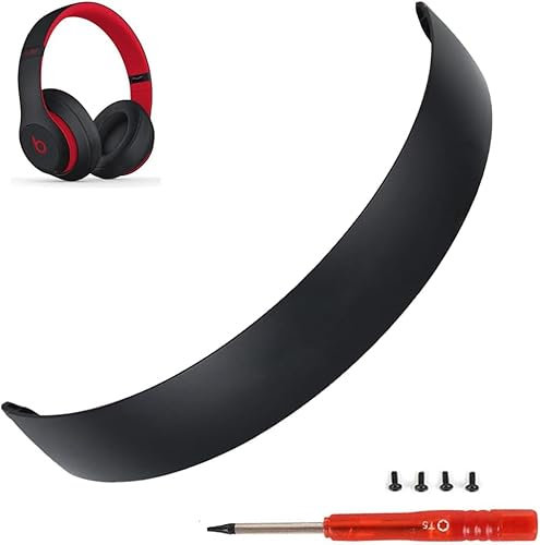 MinHutYa Replacement Studio 3 Top Headband Repair Parts Compatible with Beats Studio3 Wireless Studio 2.0 Wireless Over-Ear Headphones (Black-Red)