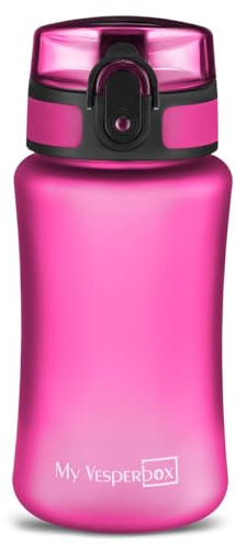 My Vesperbox Trinkflasche Minny, 350 ml, auslaufsicher, kohlensäuregeeignet, robust, inkl. Reinigungsbürste, Fruchtsieb, Strohhalm, Trageschlaufe, spülmaschinenfest, BPA-frei (ohne Namen, lila)