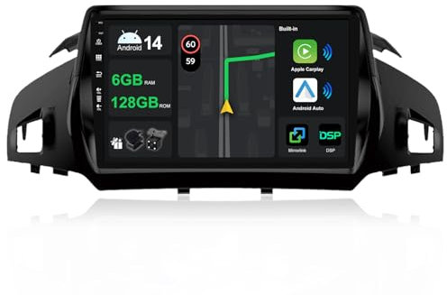 [6G+128G] IPS 9 Android 15 Autoradio Für Ford Kuga Escape C-max 2013-2017 mit navi Octa Core-[Eingebauter CarPlay/Android Auto/DSP/Mirror Link/GPS Navi/360 Camera/Bluetooth 5.0/WiFi/USB