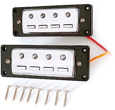 Lodoot 2 pastillas para bajo, doble bobina, 4 cuerdas, puente de bajo eléctrico, pastilla y cuello con kits de tornillos de repuesto para pastilla de bajo eléctrico de 4 cuerdas
