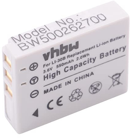 vhbw batteria sostituisce Olympus Li-30B per fotocamera (550mAh, 3,7V, Li-Ion)