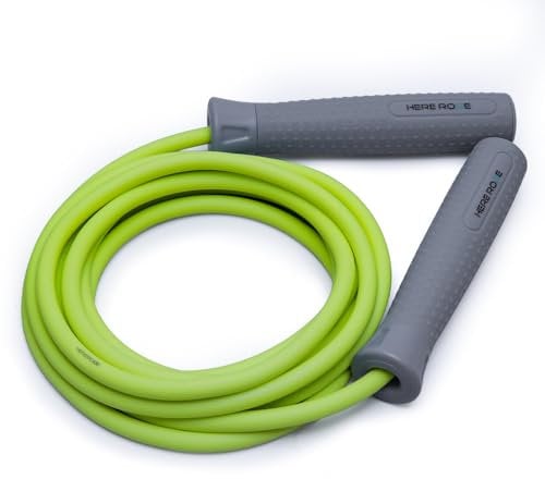 Weighted skipping Rope for Adlut, Hererope 8mm Weighed Jump rope With 360° Spin, Adjustable Length, No Slip Grip, Heavy Skipping Jump Rope for Full Body Cardio, HIIT, MMA, Muscle & Endurance Training