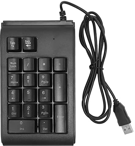 Ylwxzenith USB Wired Numeric Keypad 19 Schlüssel tragbarer Numpad mit RGB -Hintergrundbeleuchtung für Laptops und Computer schwarz