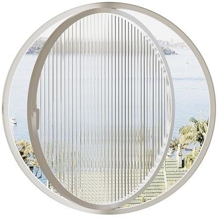 Ventana Ventana Giratoria De 360°, Ventana Empotrada De 23,6 A 39,4 Pulgadas Con Marco De Aluminio Y Ventana Abatible De Vidrio Templado Acanalado, Profundidad De 1,2 Pulgadas.(White,40 cm/15.7 in)