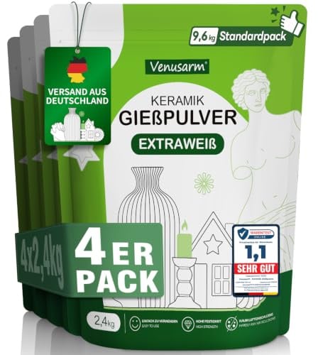 Keramik Gießpulver Weiß 9,6kg, Reliefgießpulver Lufthärtend und Geruchslos